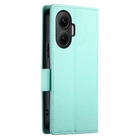 Чехол-книжка Side Buckle Magnetic Frosted Leather для Xiaomi Poco F7 - зеленый