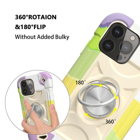 Протиударний чохол Silicone with Dual-Ring Holder для iPhone 13 Pro Max - Colorful Beige