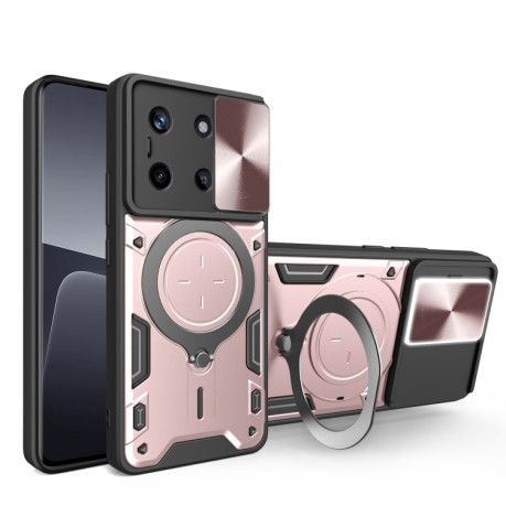 Противоударный чехол CD Texture Sliding Camshield Magnetic Holder на Realme 11 4G Global - розовый