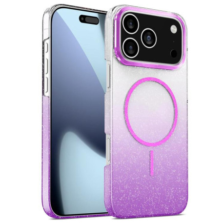 Противоударный чехол Gold Diamond Glitter Gradient MagSafe для iPhone 17 Pro - фиолетовый