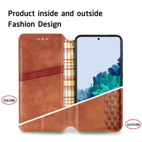 Чехол-книжка Cubic Grid на Samsung Galaxy S21 - коричневый
