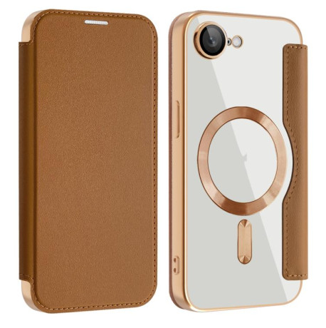 Чехол-книжка Shield MagSafe RFID Anti-theft Leather для iPhone 16e - коричневый