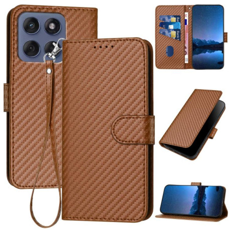 Чехол-книжка Carbon Fiber Texture на Motorola Edge 60 Fusion / Edge 5G 2025 - кофейный