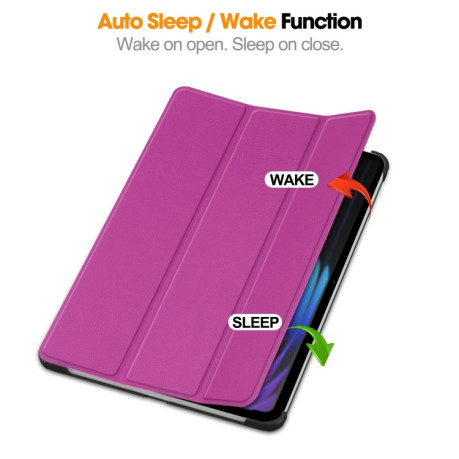 Чехол Custer Texture Three-folding Sleep/Wake-up для Xiaomi Pad 7 / 7 Pro- черный - фиолетовый