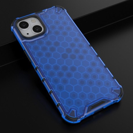 Противоударный чехол Honeycomb with Neck Lanyard для iPhone 14/13 - синий