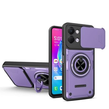 Протиударний чохол зі шторкою камери Sliding Camshield та кільцем-підставкою на Tecno Spark Go 3 / Pop 20 4G — фіолетовий