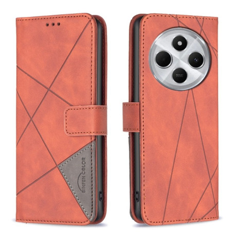 Чохол-книжка Rhombus Texture для Xiaomi Redmi 14C 4G/Poco C75/Redmi A4 5G - коричневий