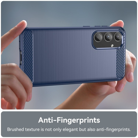 Протиударний чохол Brushed Texture Carbon Fiber для Samsung Galaxy A55 - синій