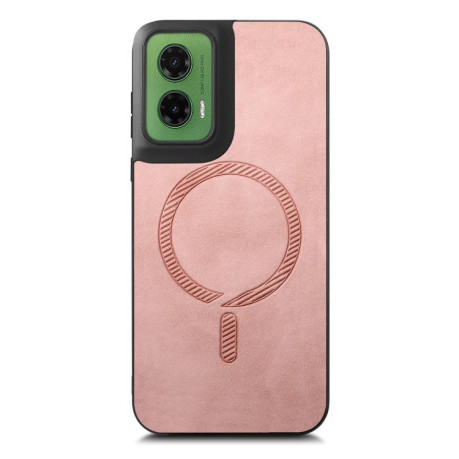 Чехол Retro MagSafe Magnetic PU на Motorola Moto G35 - розовый