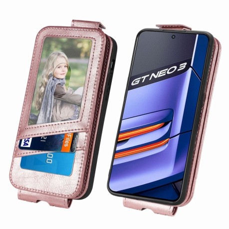 Флип-чехол Zipper Wallet Vertical для Realme GT Neo 3 - розовый