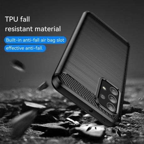 Противоударный чехол Brushed Texture Carbon Fiber на Samsung Galaxy M23 - черный