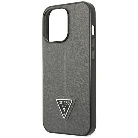 Оригінальний чохол Guess SaffianoTriangle Logo для iPhone 14 Pro Max - silver