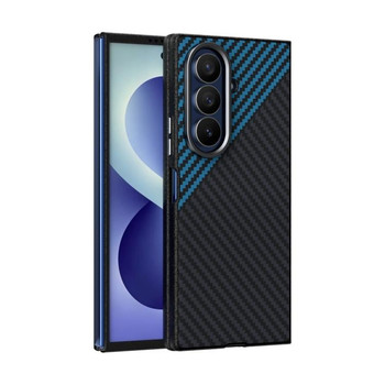 Карбоновый чехол ABEEL C Carbon Fiber Series фактура 6D Micro Relief с MagSafe на Samsung Galaxy Fold8 Ultra 5G — чёрный/синий