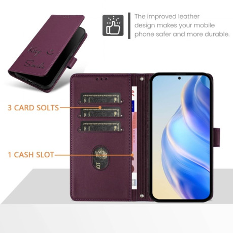 Чехол-книжка Embossing Stripe RFID для Realme GT 7 Pro 5G Global - фиолетовый