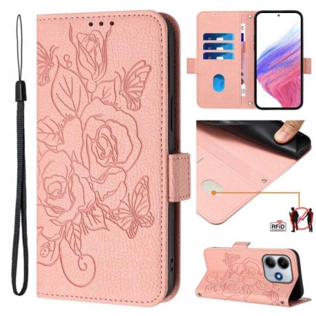 Чехол-книжка Magnetic RFID Anti-theft Leather для Xiaomi Poco M7 Pro 5G Global - розовый