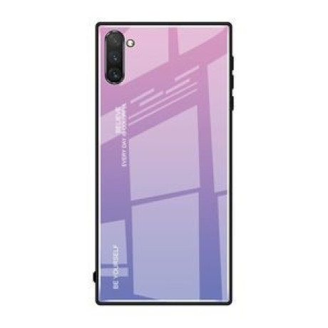 Стеклянный чехол Gradient Color Glass Case на Samsung Galaxy Note10+Plus- розовый