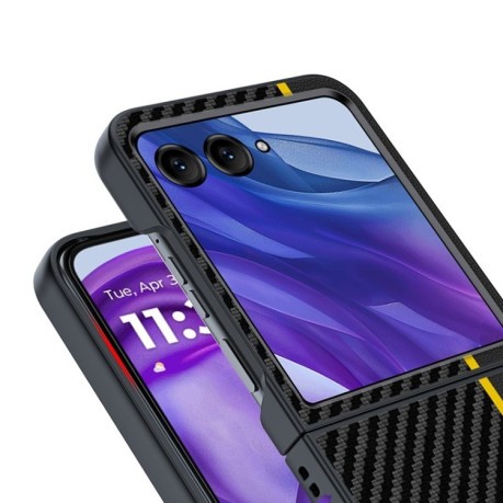 Протиударний чохол Carbon Fiber Texture Printing для Motorola Razr 50 Ultra - чорно-червоний