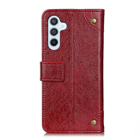 Чехол-книжка Copper Buckle Nappa для Samsung Galaxy A05s 4G - винно-красный