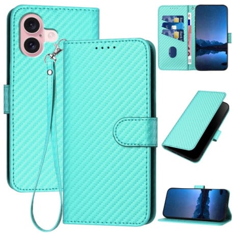 Чохол-книжка Carbon Fiber Texture на iPhone 16 - блакитний