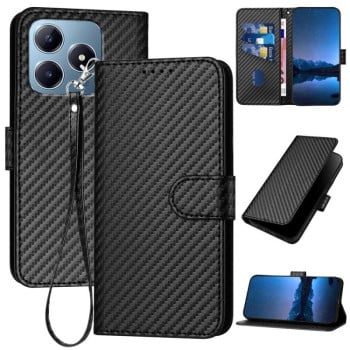 Чехол-книжка Carbon Fiber Texture на Realme C61/C63/Note 60/Note 60x- черный