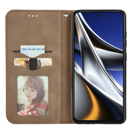 Чохол-книжка Retro Skin Feel Business Magnetic на Xiaomi Poco X4 Pro 5G - коричневий