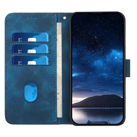 Чехол-книжка Grid Stitching Leather Phone Case with Lanyard для для Motorola Moto G15 - синий