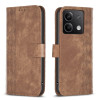 Чехол-книжка Plaid Embossed Leather для Xiaomi Redmi Note 13 5G - коричневый