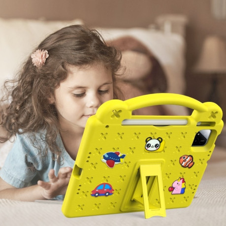 Противоударный чехол EVA Handle Kickstand Children для Xiaomi Pad 7 / 7 Pro 2024 - желтый