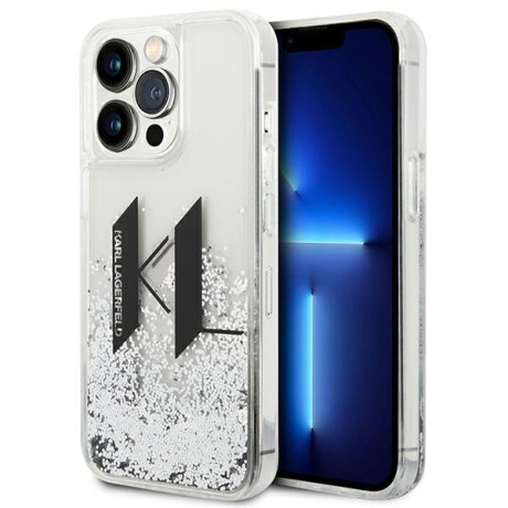 Оригінальний чохол Karl Lagerfeld Liquid Glitter Big KL для iPhone 14 Pro Max - silver