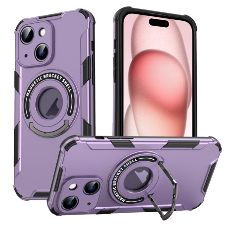 Противоударный чехол MagSafe Magnetic Holder для iPhone 15 - фиолетовый