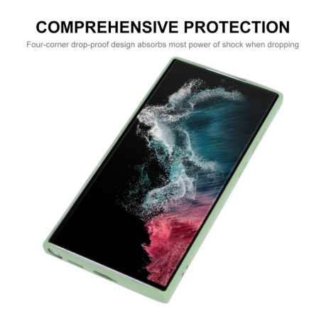 Противоударный чехол ENKAY Liquid Silicone для Samsung Galaxy S22 Ultra 5G - темно-зеленый