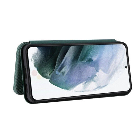 Чехол-книжка Carbon Fiber Texture на Samsung Galaxy S22 - зеленый
