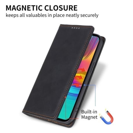 Чехол-книжка Business Solid Color с защитой от сканирования RFID на Samsung Galaxy A17 4G - черный