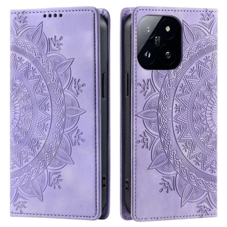 Чехол-книжка Totem Embossed Magnetic Leather для Xiaomi 14 Pro - фиолетовый