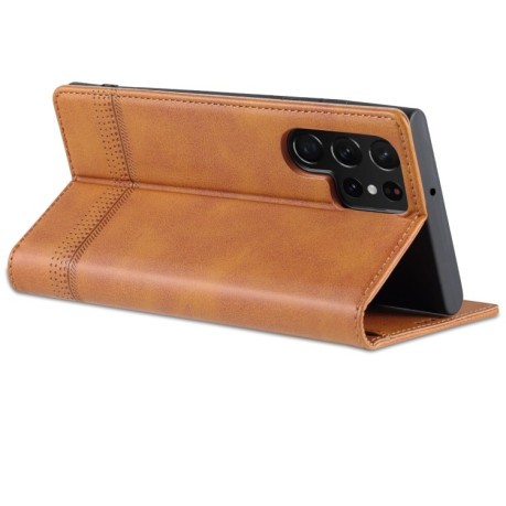 Чехол-книжка AZNS Magnetic Calf на Samsung Galaxy S22 Ultra 5G - коричневый