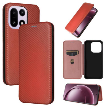 Чехол-книжка Carbon Fiber Texture на OnePlus 15 — коричневый