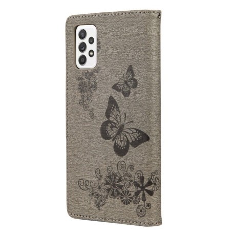 Чехол-книжка Butterflies Embossing на Samsung Galaxy A33 5G - серый