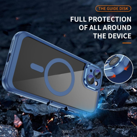 Противоударный чехол Frosted Lens MagSafe для iPhone 15 - синий
