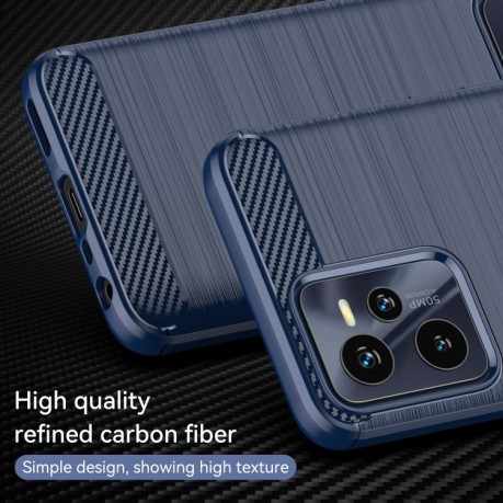 Чехол Brushed Texture Carbon Fiber на Realme C35 - синий