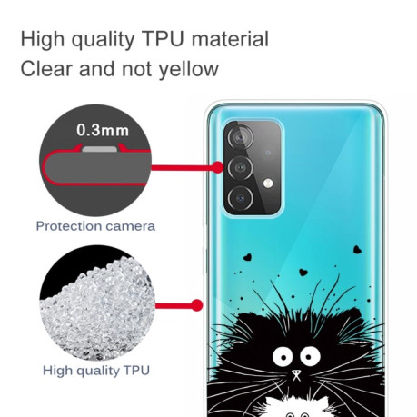 Противоударный чехол Colored Drawing Clear на Samsung Galaxy A52/A52s - Black and White Rat