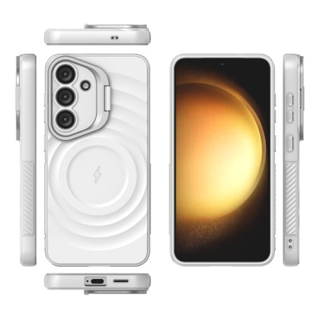 Чохол Lens Frame Bracket Corrugated MagSafe для Samsung Galaxy S25 5G - білий