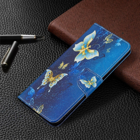 Чехол-кошелек Colored Drawing Pattern для Samsung Galaxy A03s - Gold Butterfly