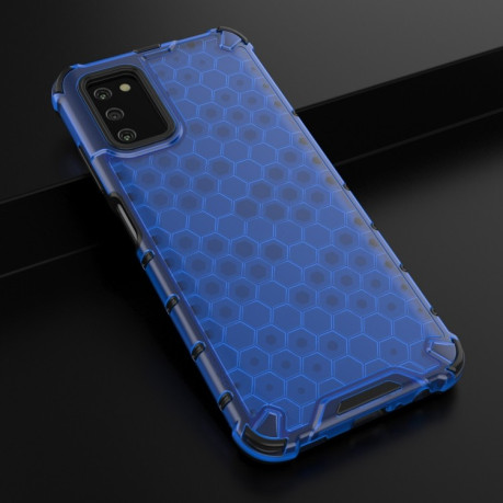 Противоударный чехол Honeycomb with Neck Lanyard для Samsung Galaxy A03s - синий