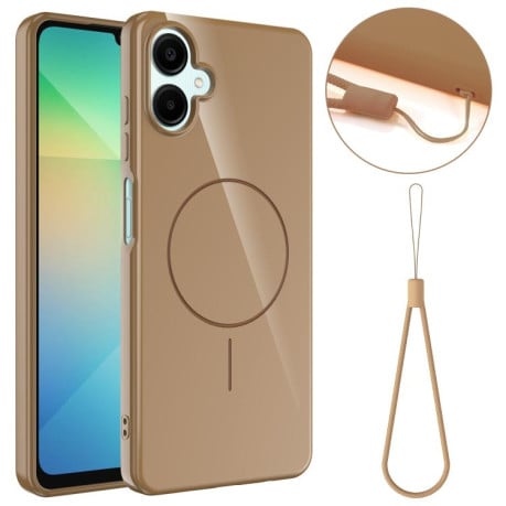 Противоударный чехол Glossy TPU Shockproof MagSafe на Samsung Galaxy M06 5G - золотой