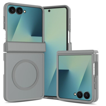 Чехол Skin Feel TPU Hybrid PC Magnetic с мягким покрытием, магнитом и крышкой петли на Samsung Galaxy Flip8 5G — тёмно-серый