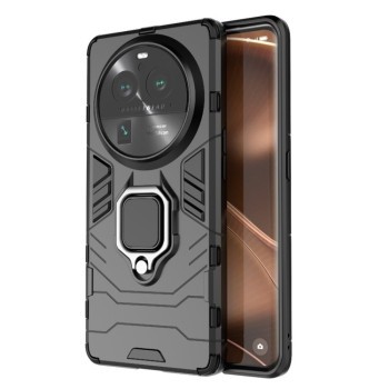 Противоударный чехол Magnetic Ring с подставкой на OPPO Find X6 Pro - черный