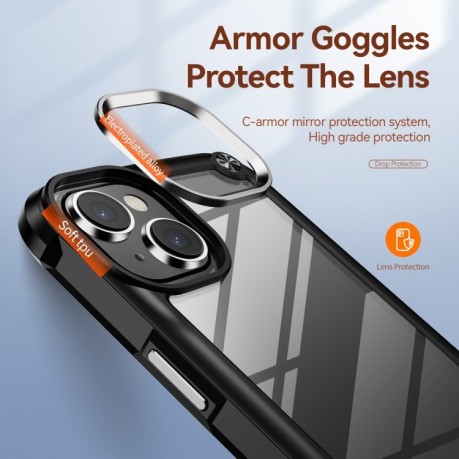 Противоударный чехол Lens Protection на iPhone 15 Plus - черный