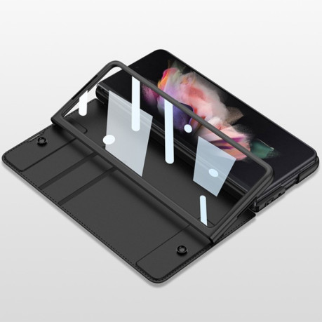 Чехол-книжка GKK Tempered Glass Film Armor для Samsung Galaxy Fold4 - карбоновый