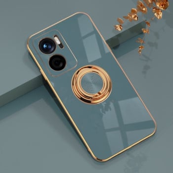 Противоударный чехол 6D Electroplating Full Coverage with Magnetic Ring для Xiaomi Redmi Note 11E/Redme 10 5G - серый