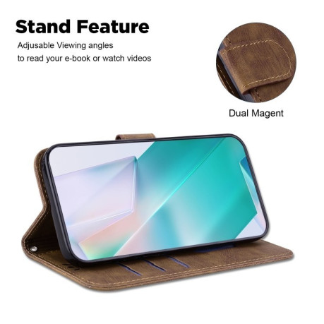 Чехол-книжка Little Tiger Embossed Leather на Xiaomi Poco M6 4G - коричневый